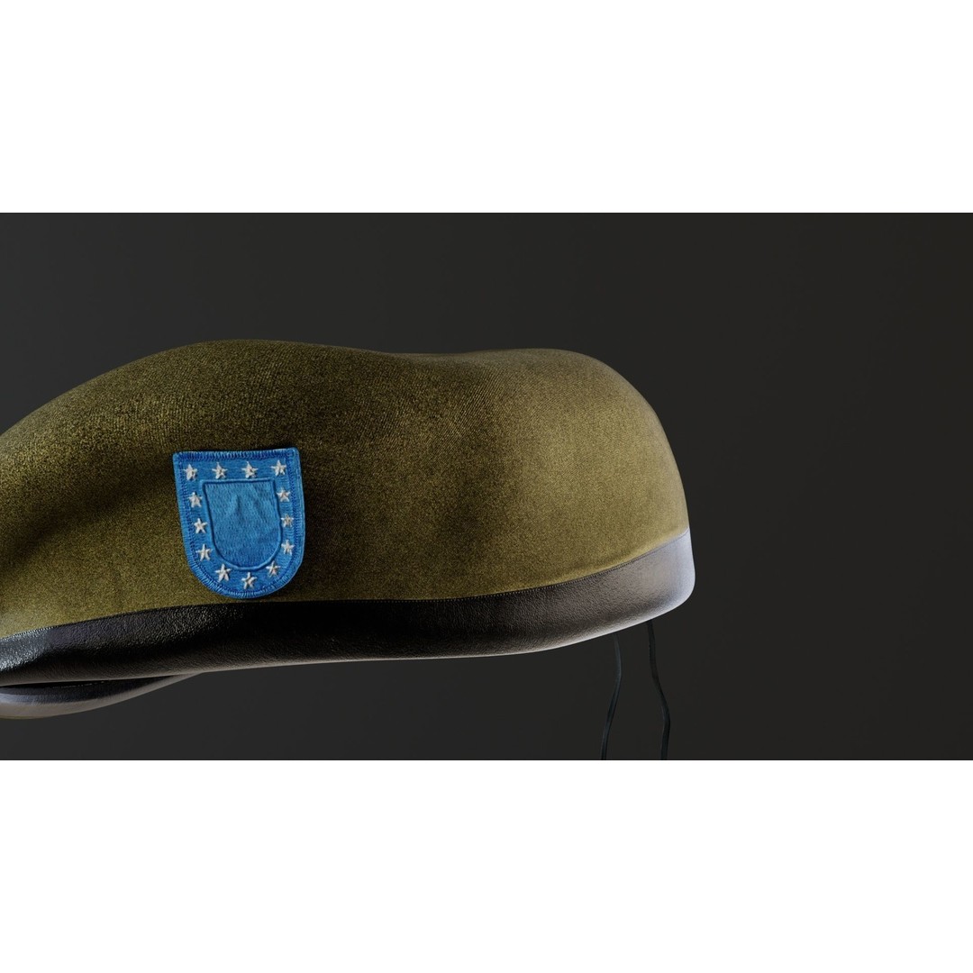 Human Hand 3D Model – Low Poly Character with Olive Green Beret - View 38