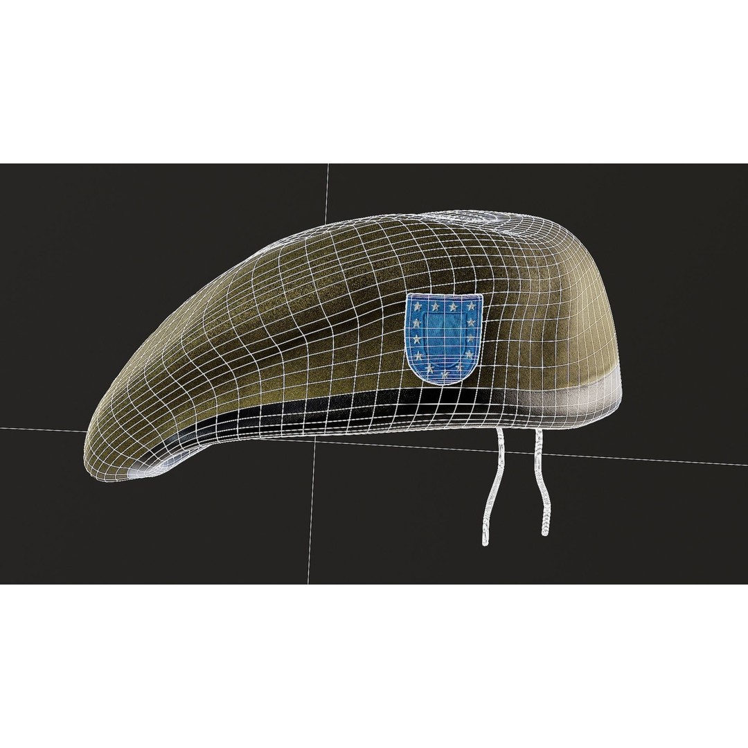 Human Hand 3D Model – Low Poly Character with Olive Green Beret - View 40