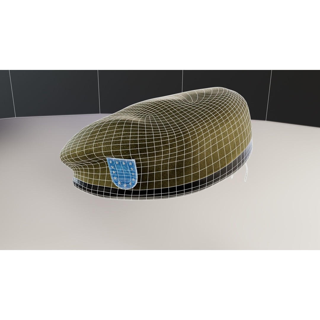 Human Hand 3D Model – Low Poly Character with Olive Green Beret - View 46