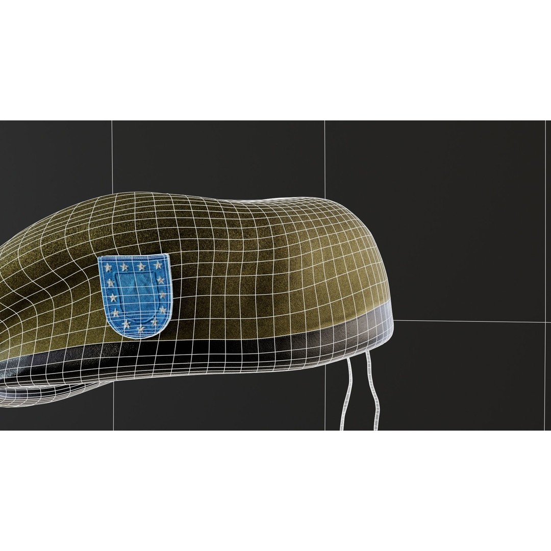 Human Hand 3D Model – Low Poly Character with Olive Green Beret - View 50