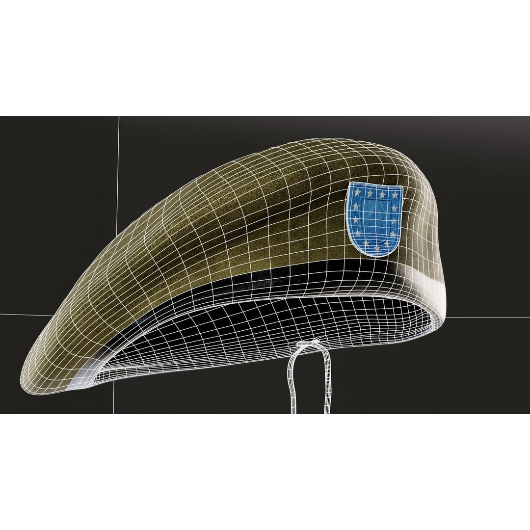 Human Hand 3D Model – Low Poly Character with Olive Green Beret - View 51