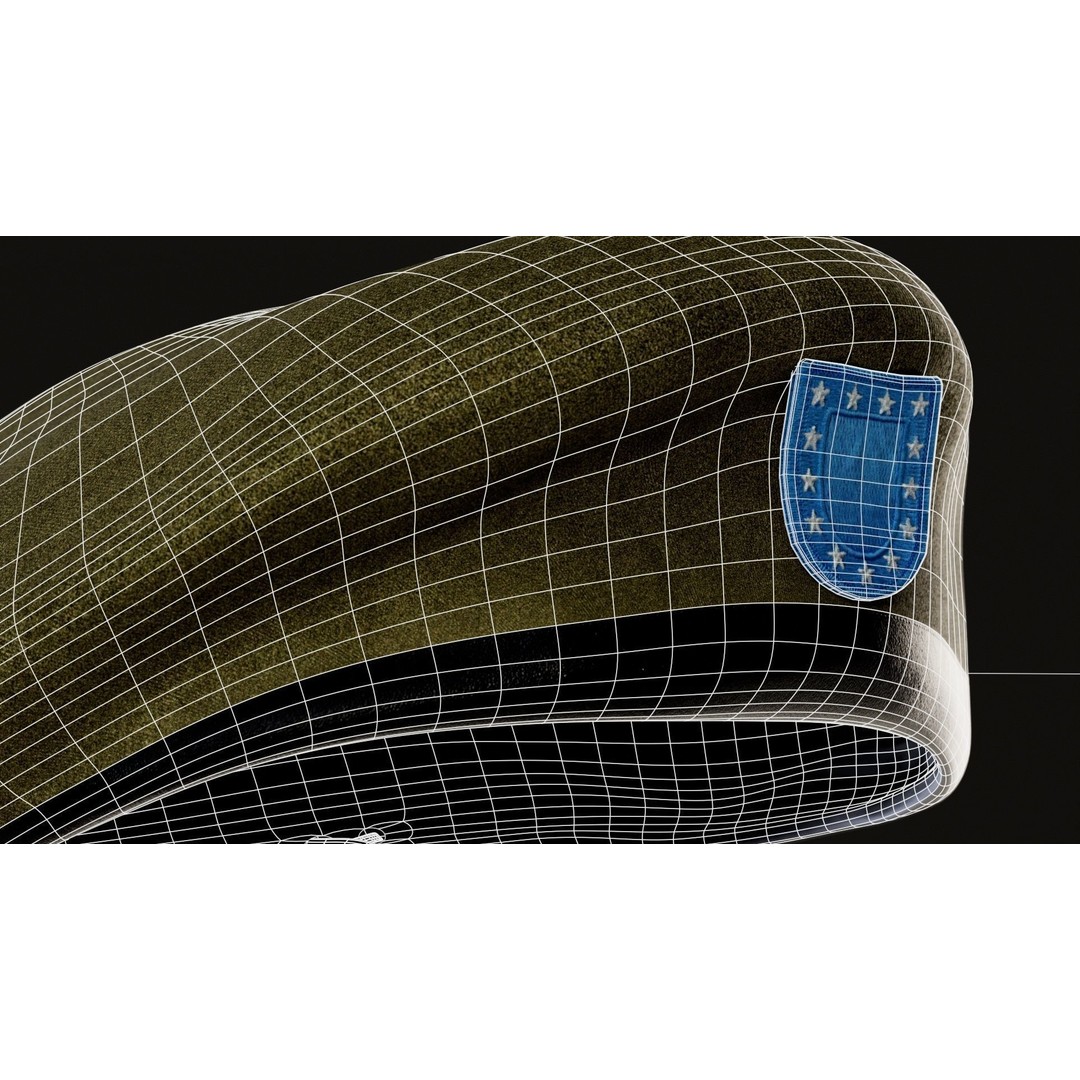Human Hand 3D Model – Low Poly Character with Olive Green Beret - View 52