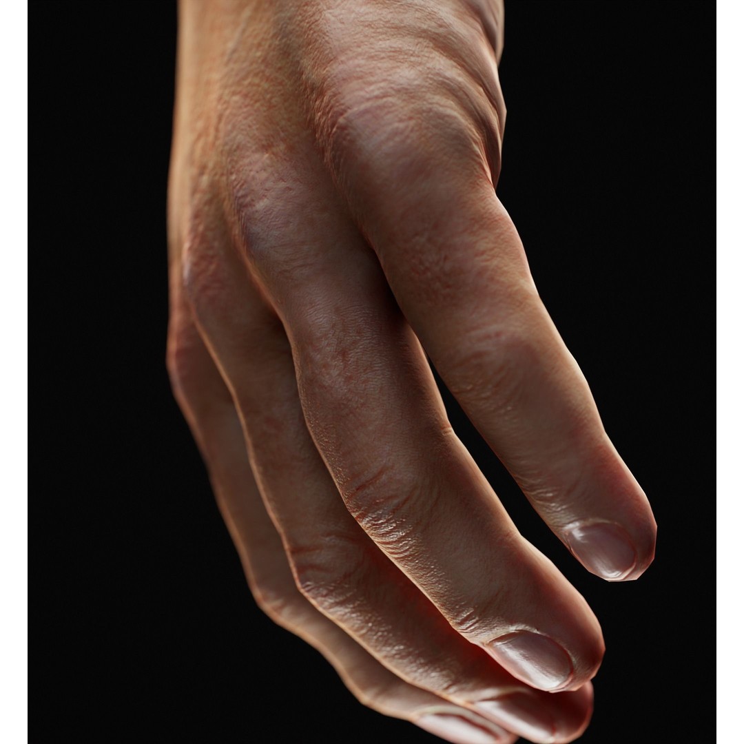 Human Hand 3D Model – Low Poly Character with Olive Green Beret - View 7