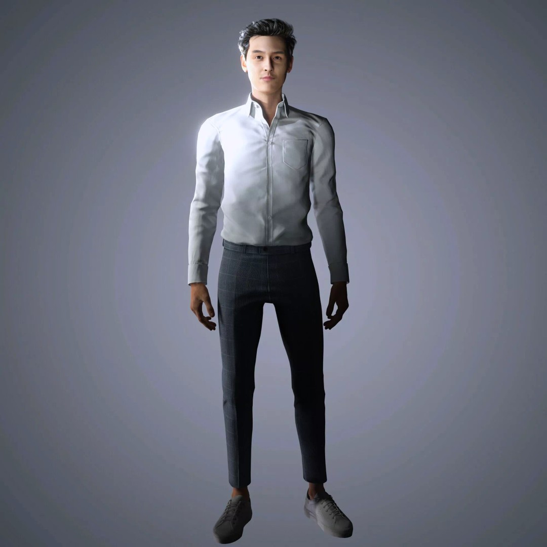 Hu Ge 3D Model – Low Poly Rigged Character for Animation, FBX - View 12