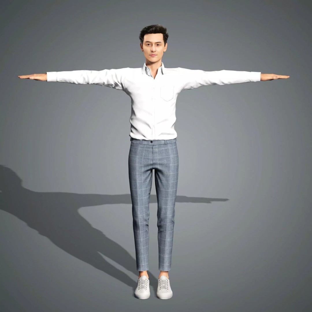 Hu Ge 3D Model – Low Poly Rigged Character for Animation, FBX - View 13