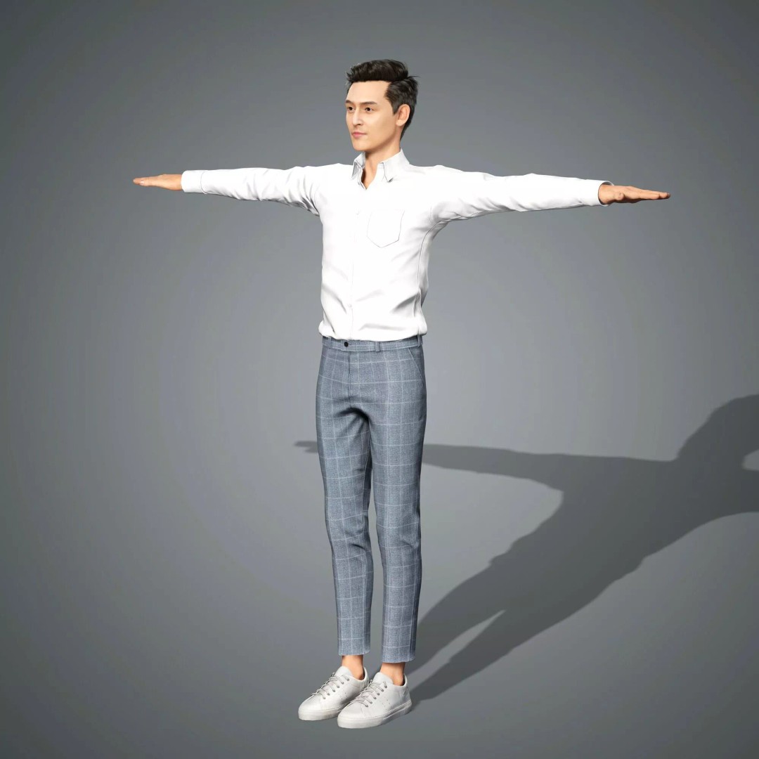 Hu Ge 3D Model – Low Poly Rigged Character for Animation, FBX - View 14