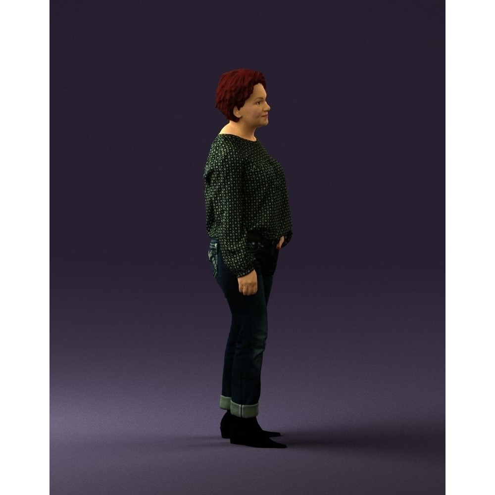 Woman 3D Model – Realistic Character in Dots Top Jeans, FBX - View 11