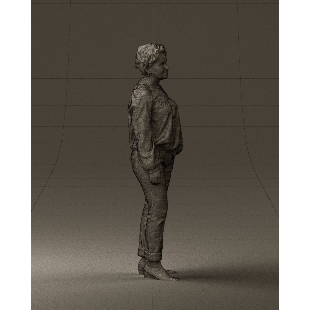Woman 3D Model – Realistic Character in Dots Top Jeans, FBX - View 13