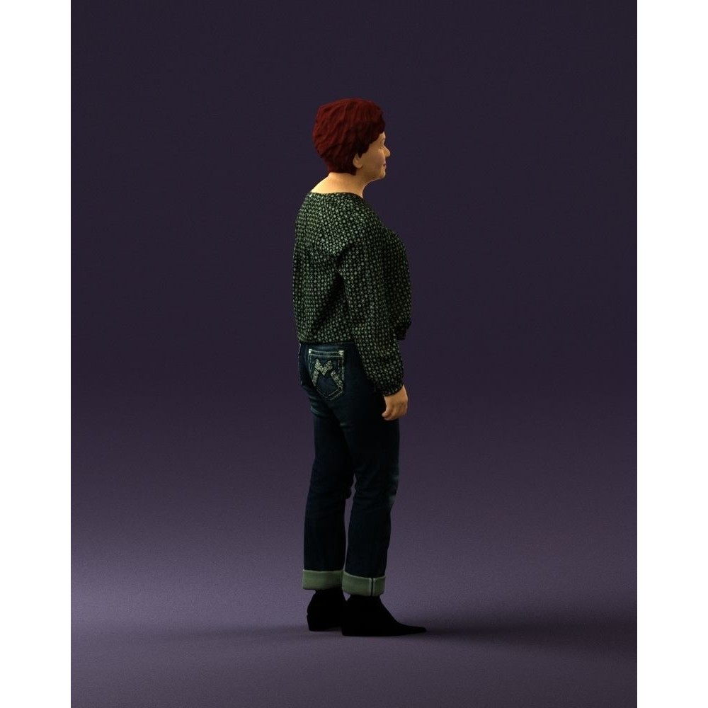 Woman 3D Model – Realistic Character in Dots Top Jeans, FBX - View 14