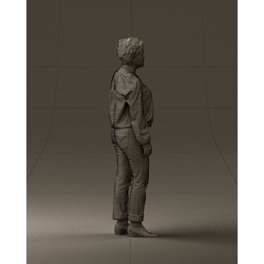 Woman 3D Model – Realistic Character in Dots Top Jeans, FBX - View 16