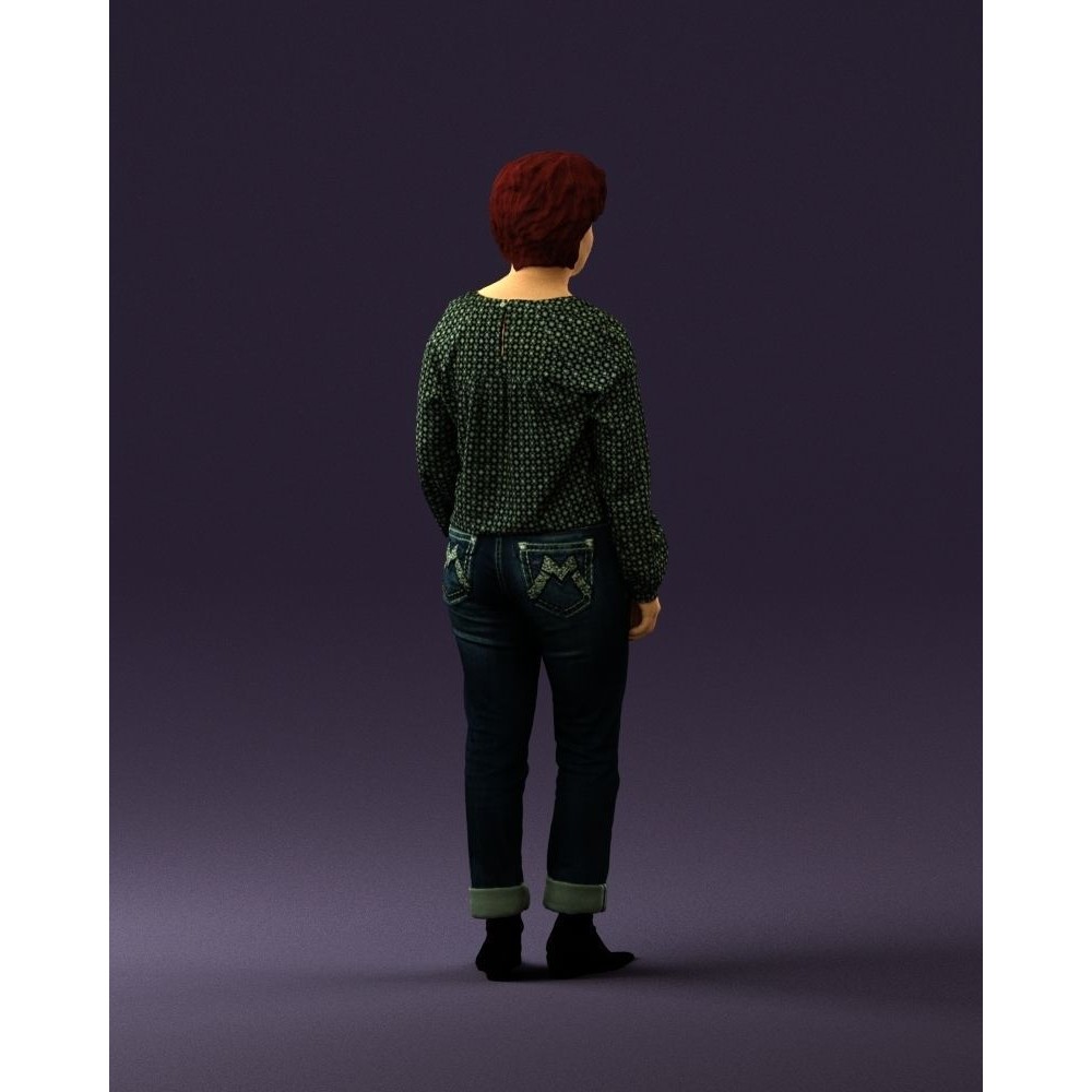 Woman 3D Model – Realistic Character in Dots Top Jeans, FBX - View 17