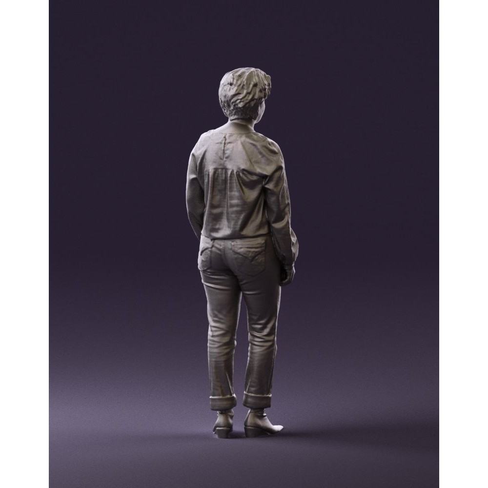 Woman 3D Model – Realistic Character in Dots Top Jeans, FBX - View 18