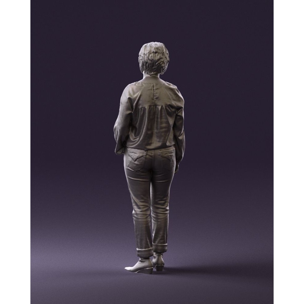 Woman 3D Model – Realistic Character in Dots Top Jeans, FBX - View 21