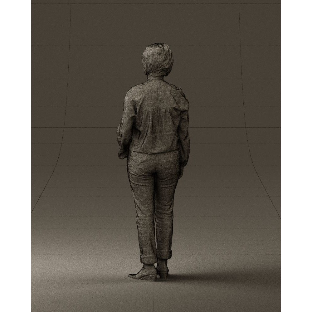 Woman 3D Model – Realistic Character in Dots Top Jeans, FBX - View 22