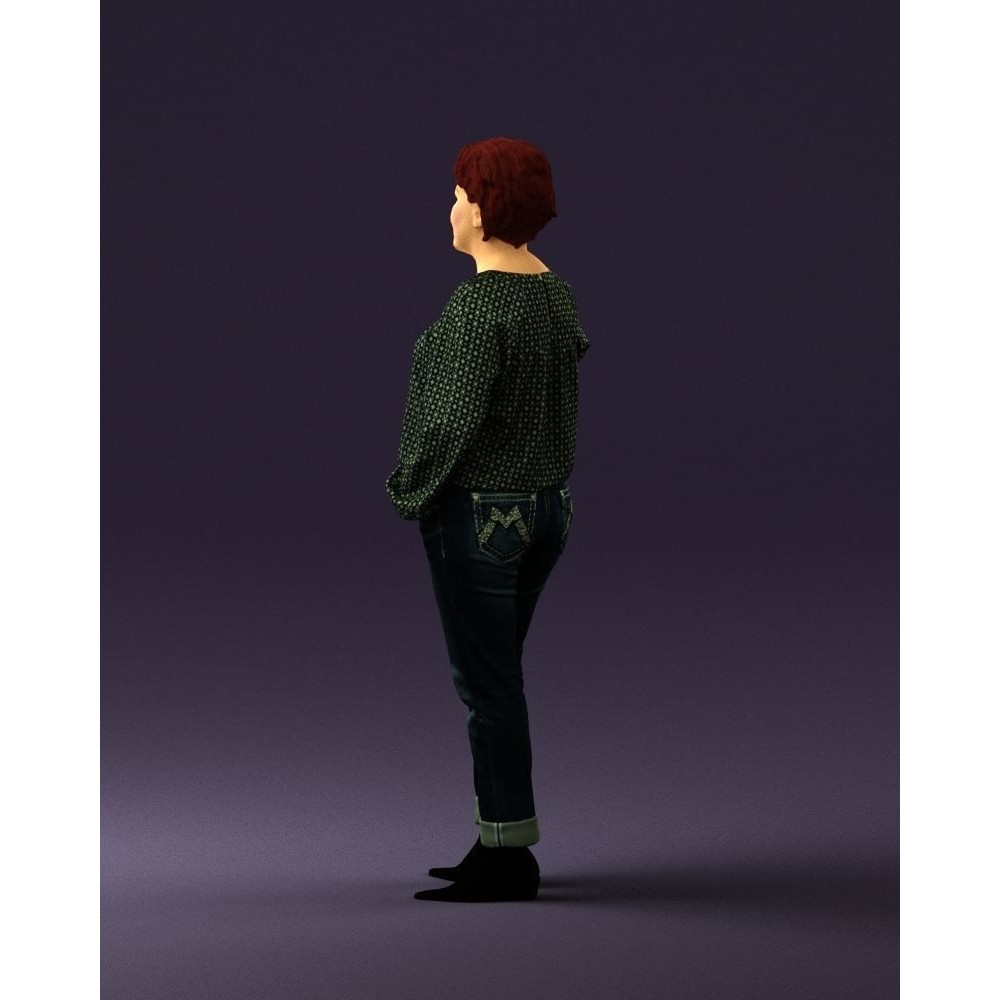 Woman 3D Model – Realistic Character in Dots Top Jeans, FBX - View 23