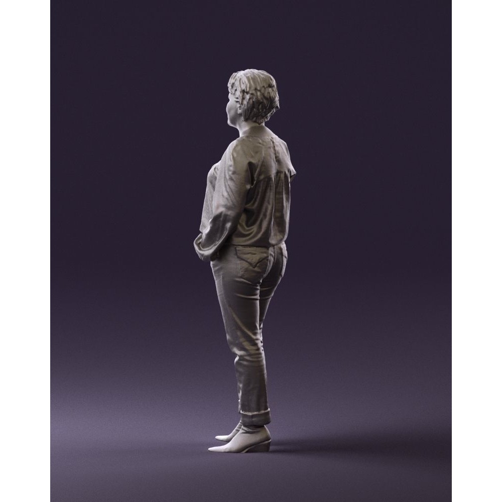 Woman 3D Model – Realistic Character in Dots Top Jeans, FBX - View 24