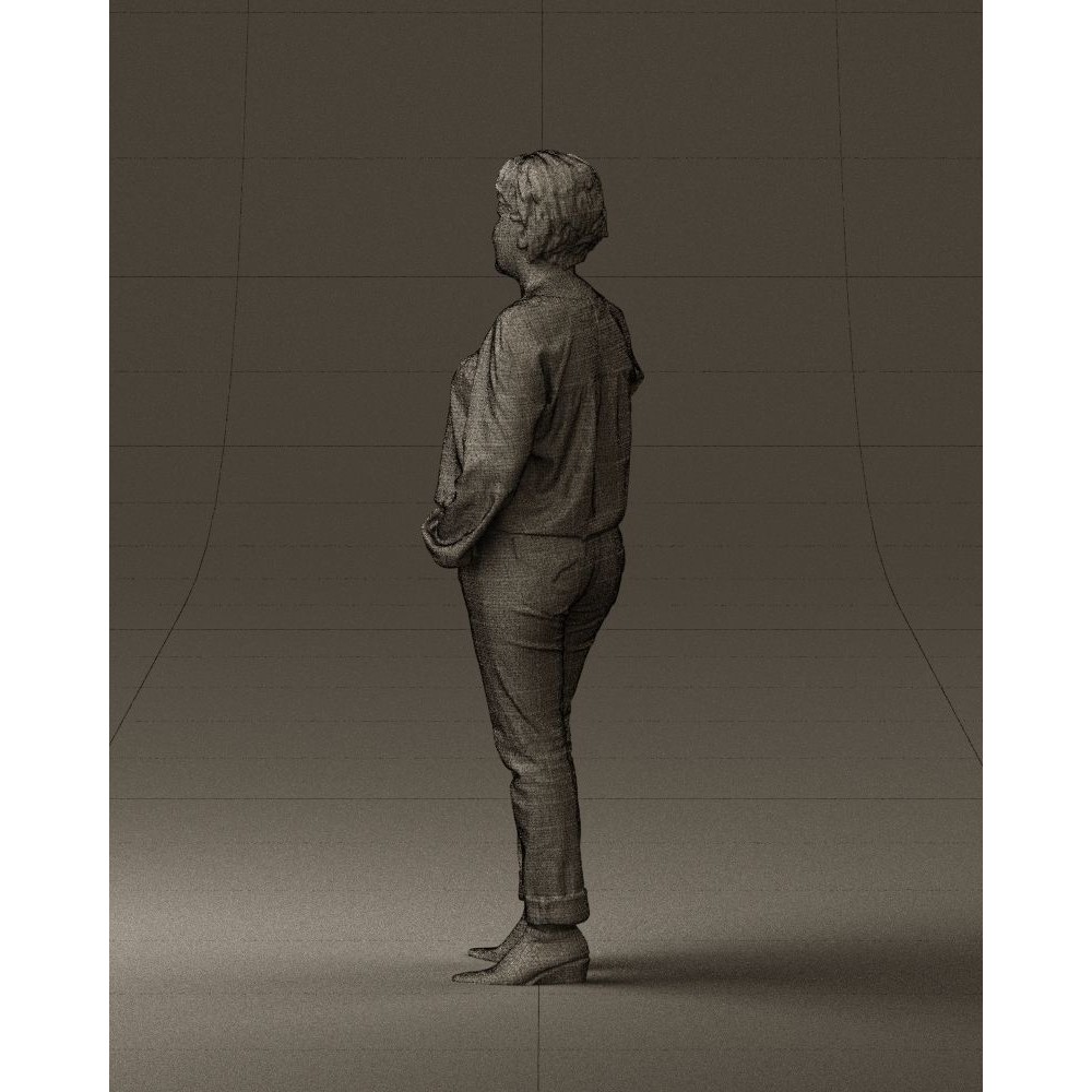 Woman 3D Model – Realistic Character in Dots Top Jeans, FBX - View 25
