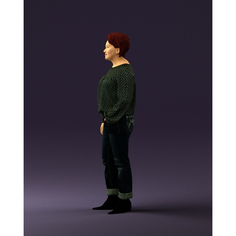 Woman 3D Model – Realistic Character in Dots Top Jeans, FBX - View 26
