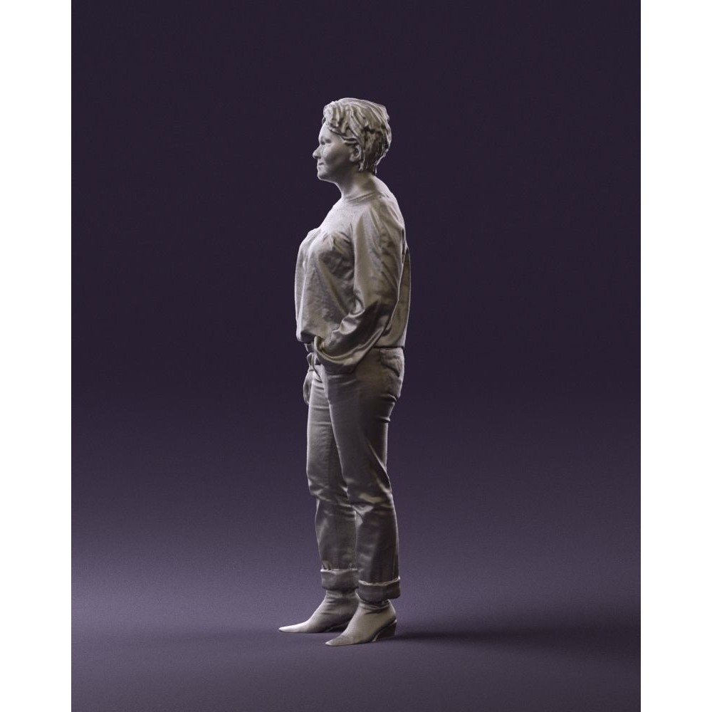 Woman 3D Model – Realistic Character in Dots Top Jeans, FBX - View 27