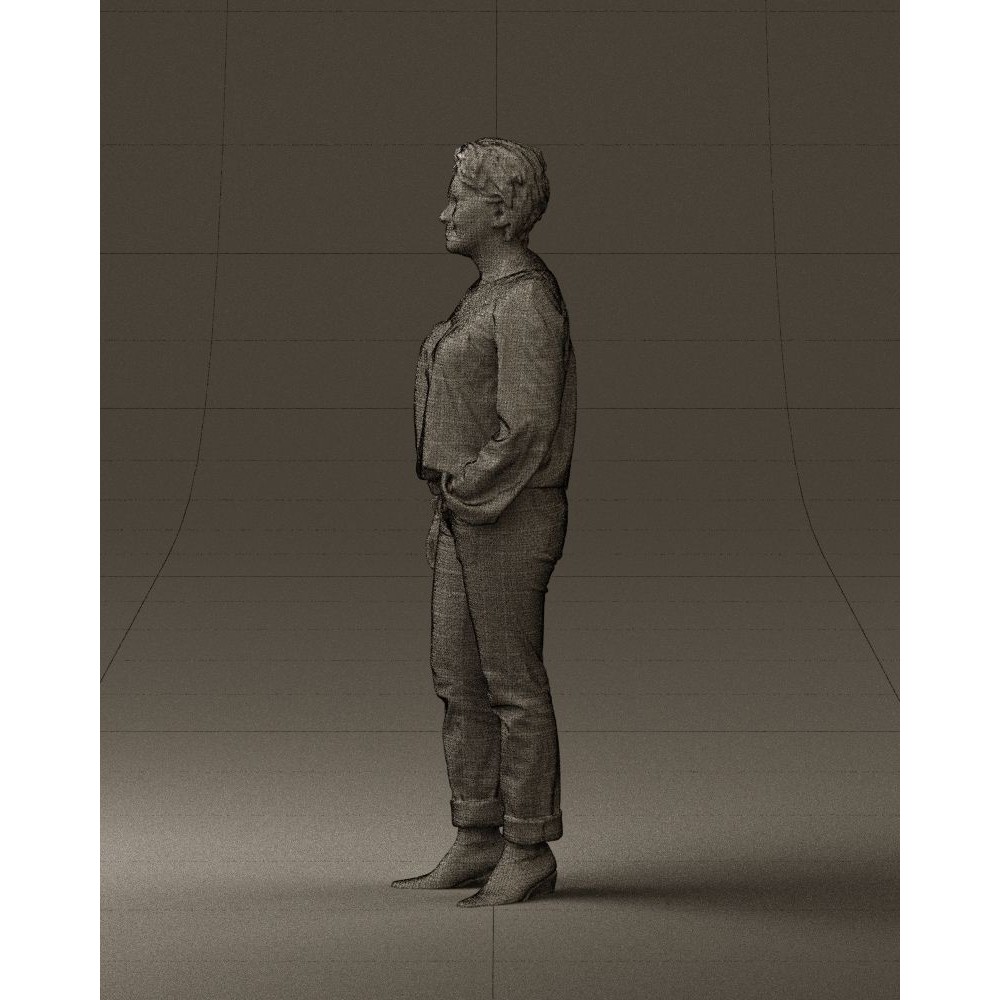 Woman 3D Model – Realistic Character in Dots Top Jeans, FBX - View 28