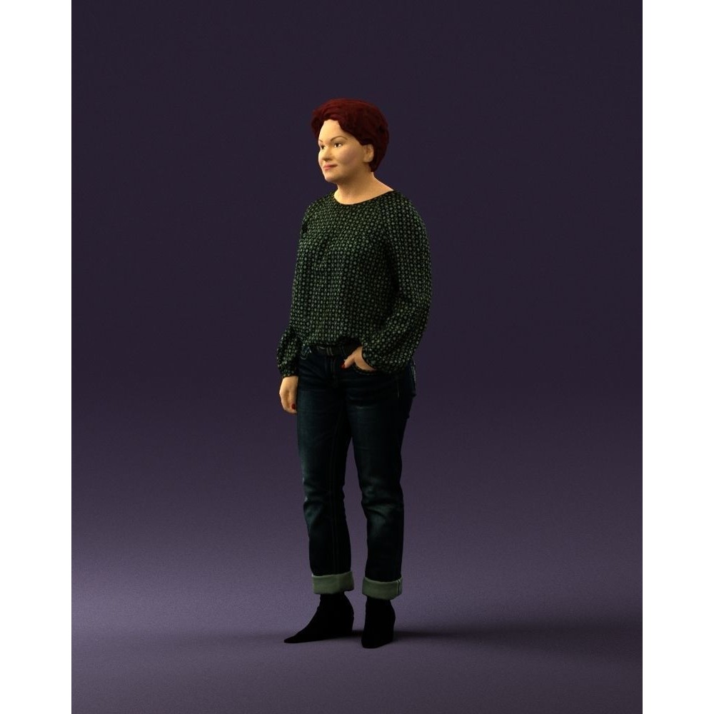 Woman 3D Model – Realistic Character in Dots Top Jeans, FBX - View 29