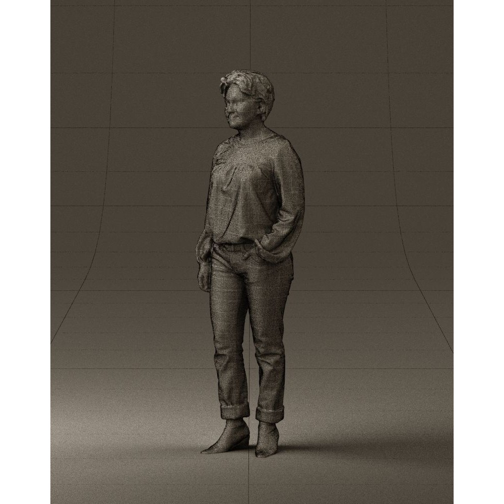 Woman 3D Model – Realistic Character in Dots Top Jeans, FBX - View 31