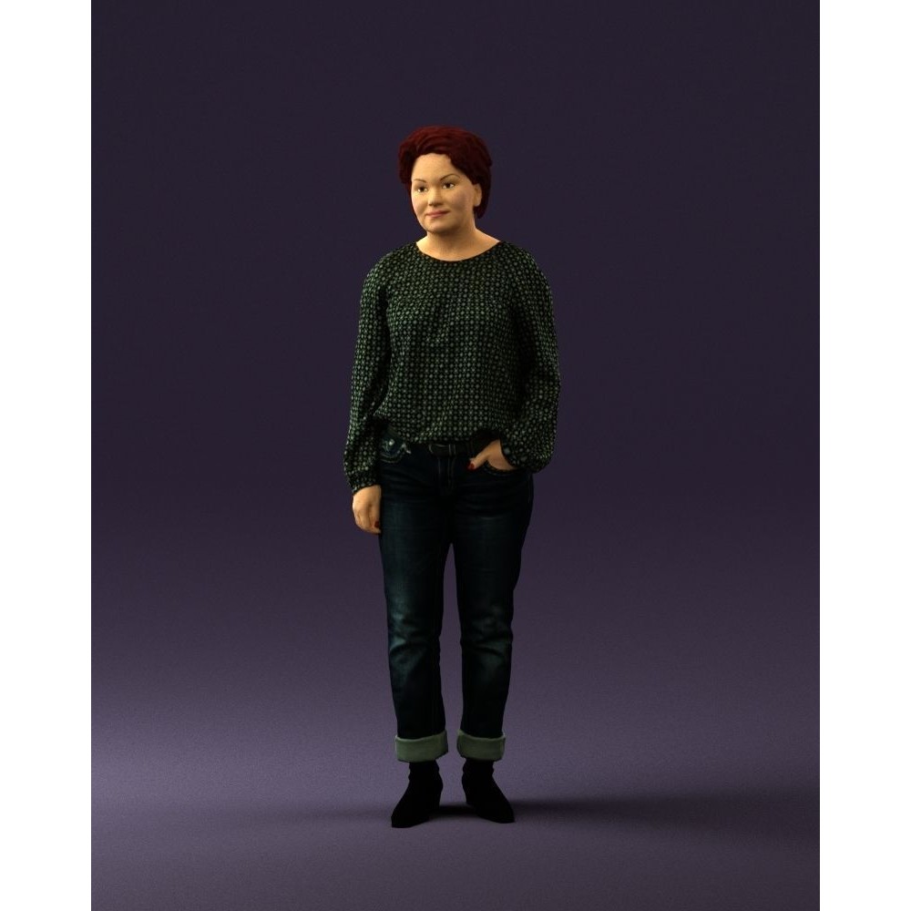 Woman 3D Model – Realistic Character in Dots Top Jeans, FBX - View 32