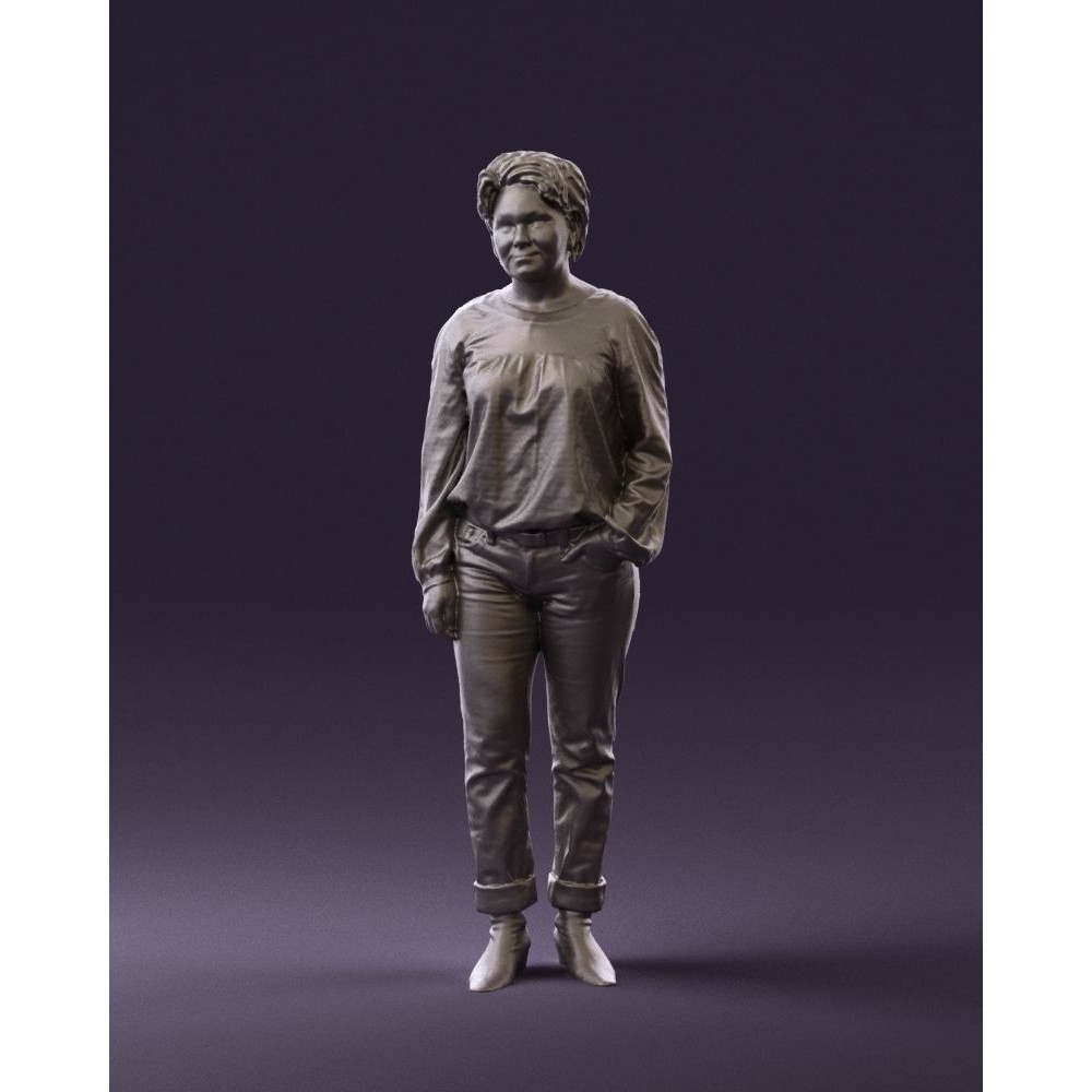 Woman 3D Model – Realistic Character in Dots Top Jeans, FBX - View 33