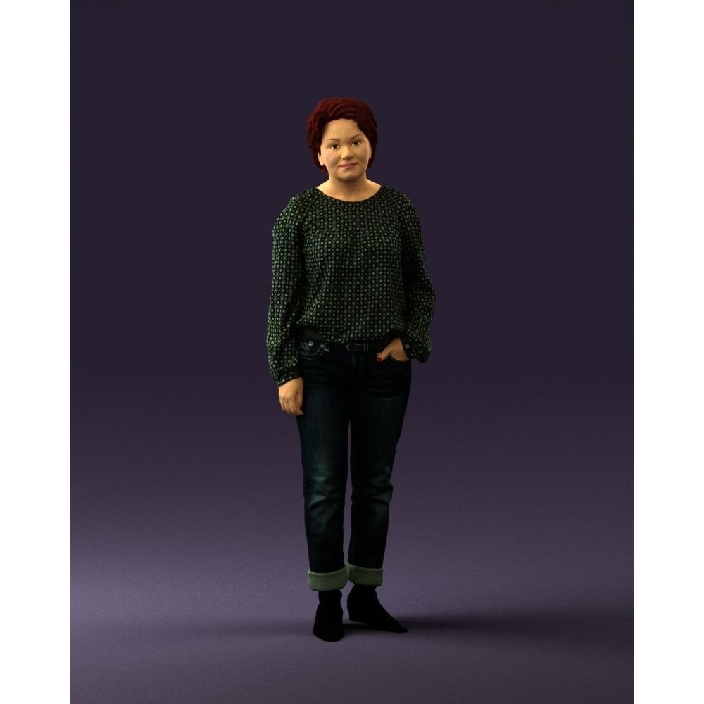 Woman 3D Model – Realistic Character in Dots Top Jeans, FBX - View 35
