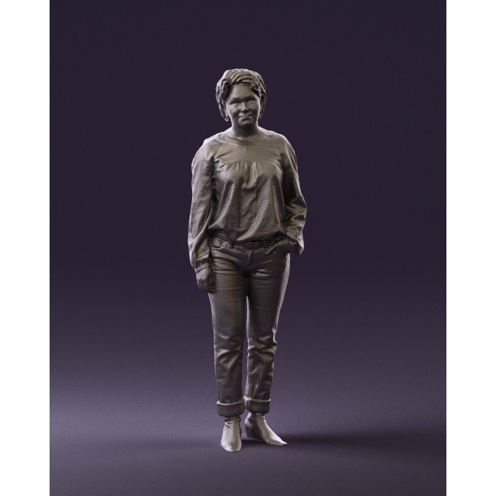 Woman 3D Model – Realistic Character in Dots Top Jeans, FBX - View 36