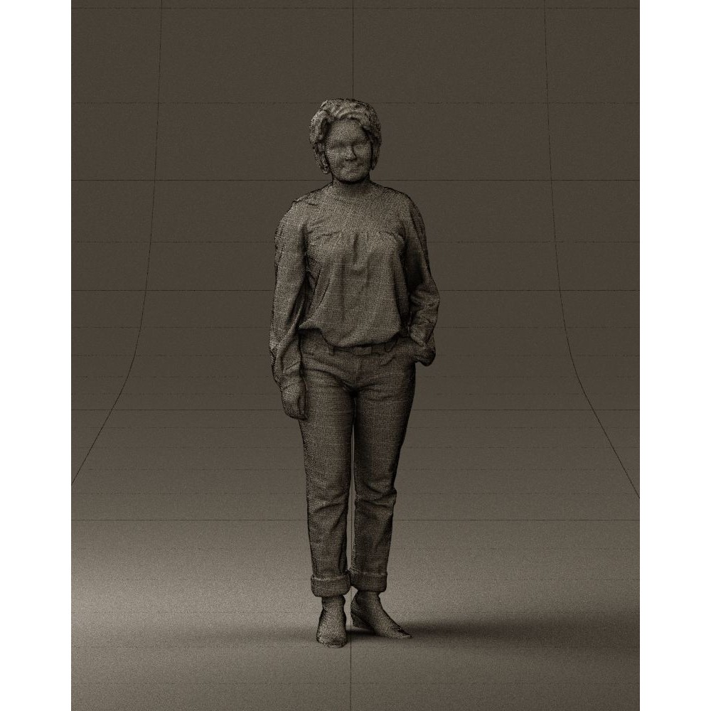 Woman 3D Model – Realistic Character in Dots Top Jeans, FBX - View 37