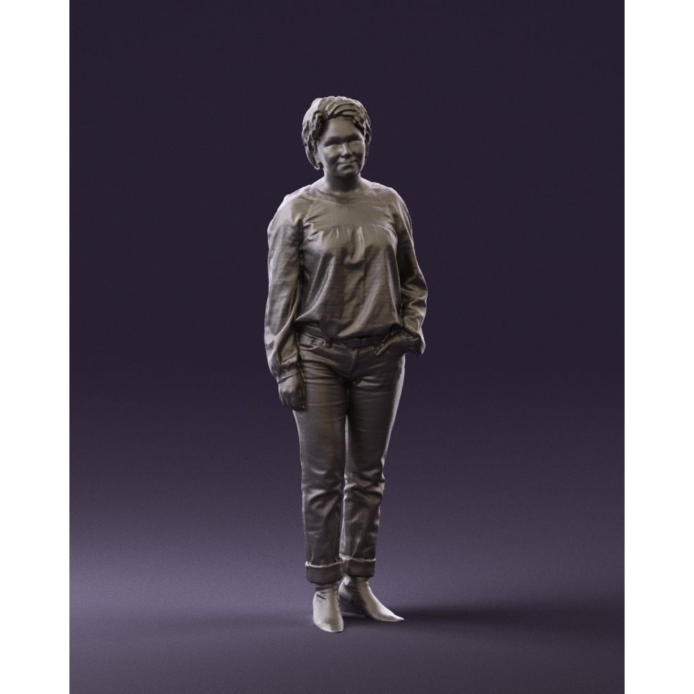Woman 3D Model – Realistic Character in Dots Top Jeans, FBX - View 39