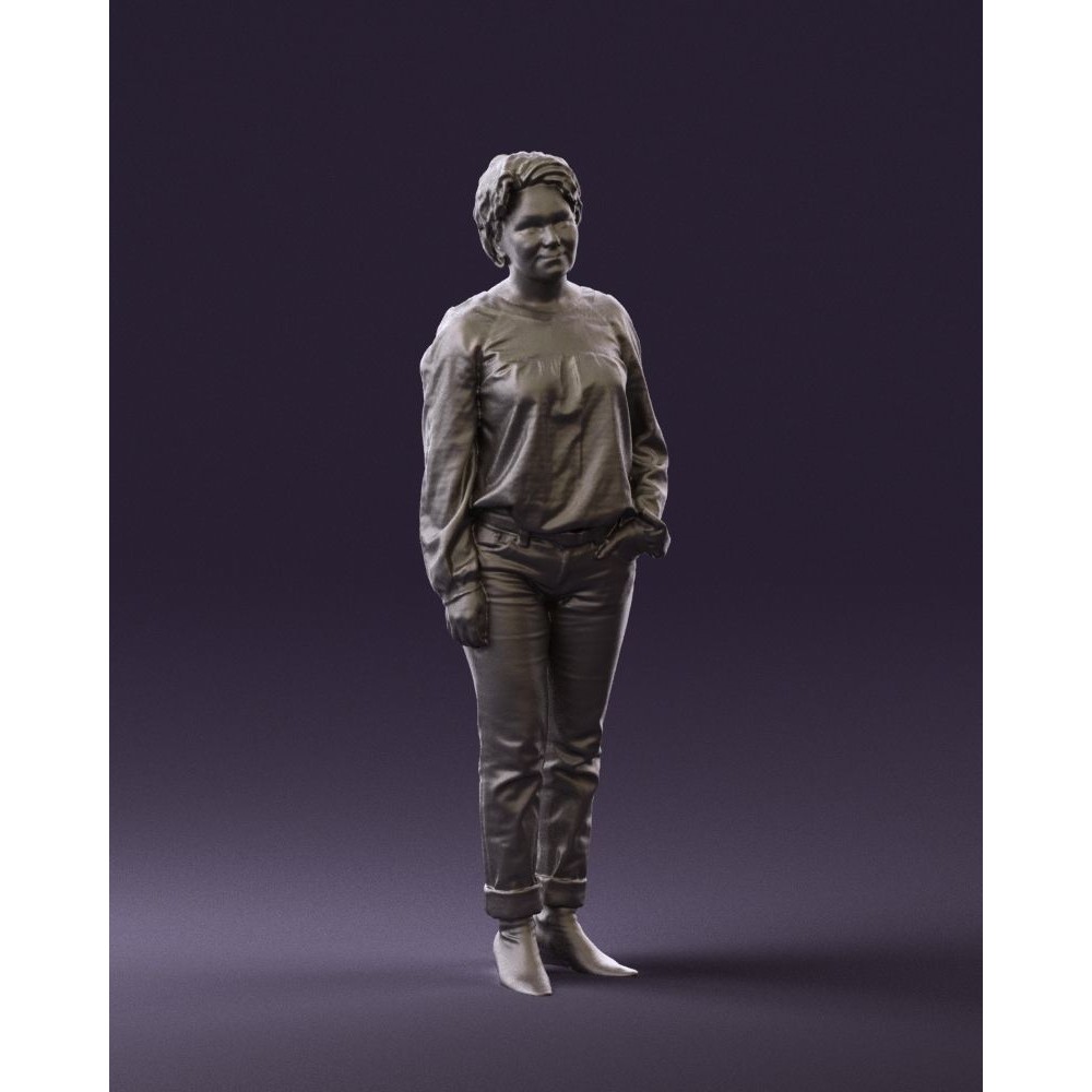 Woman 3D Model – Realistic Character in Dots Top Jeans, FBX - View 6