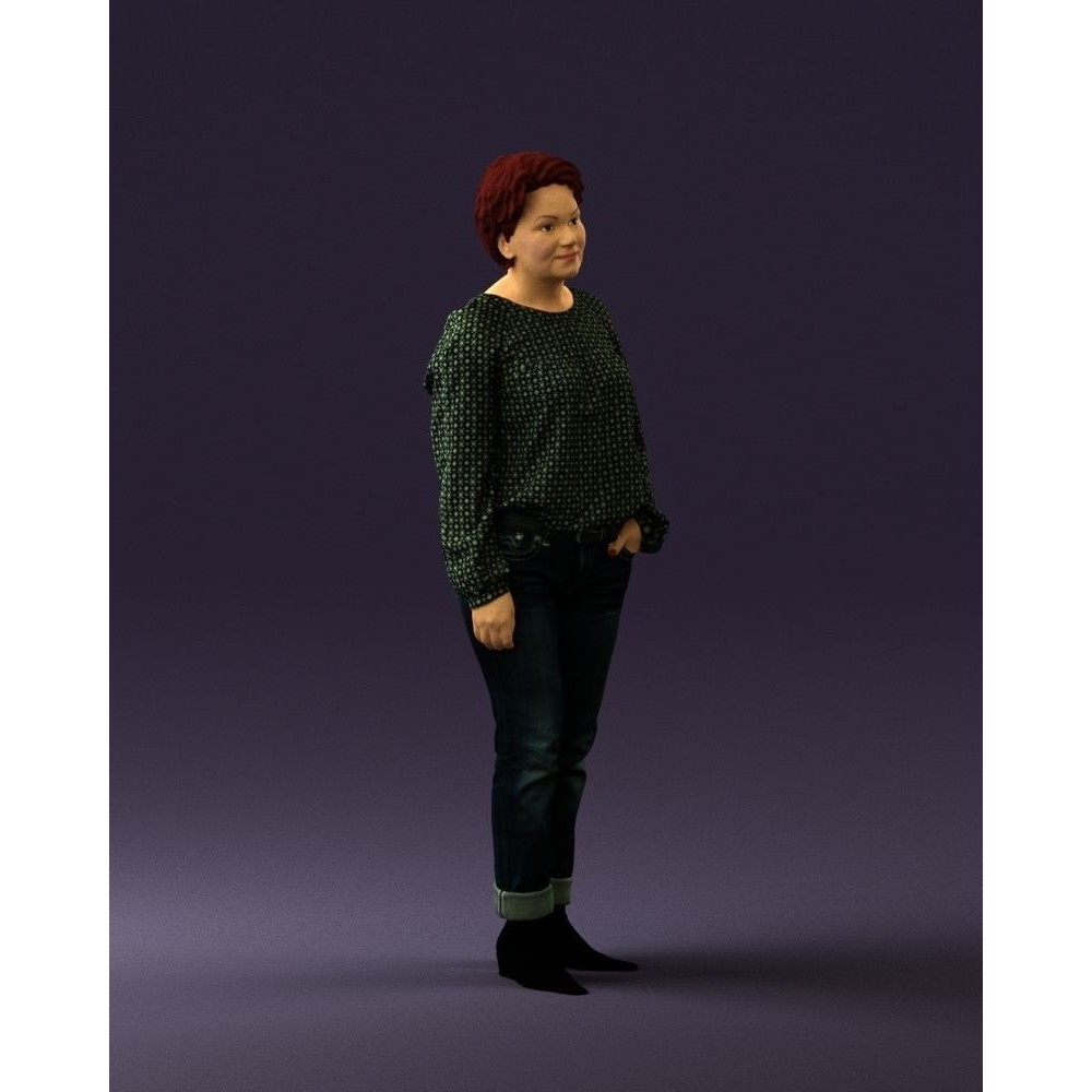 Woman 3D Model – Realistic Character in Dots Top Jeans, FBX - View 8