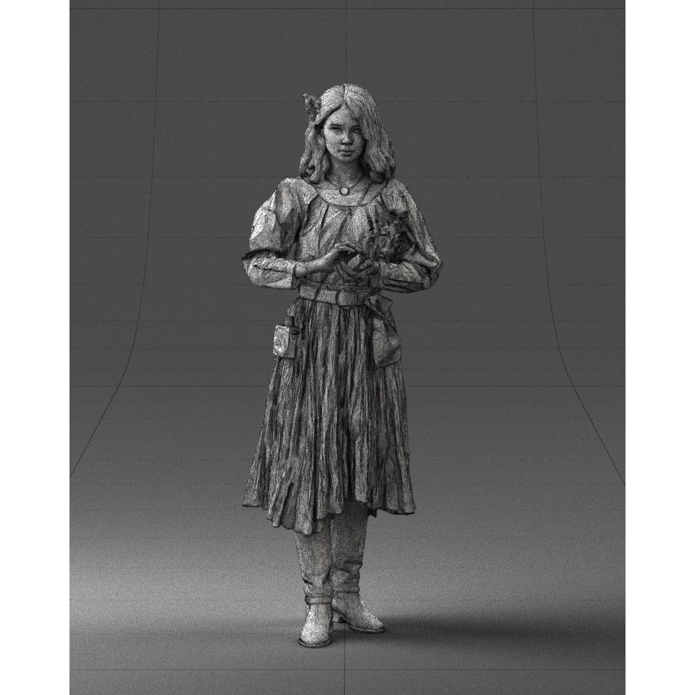 Young Woman 3D Model – Historical Fantasy Character, FBX, PBR