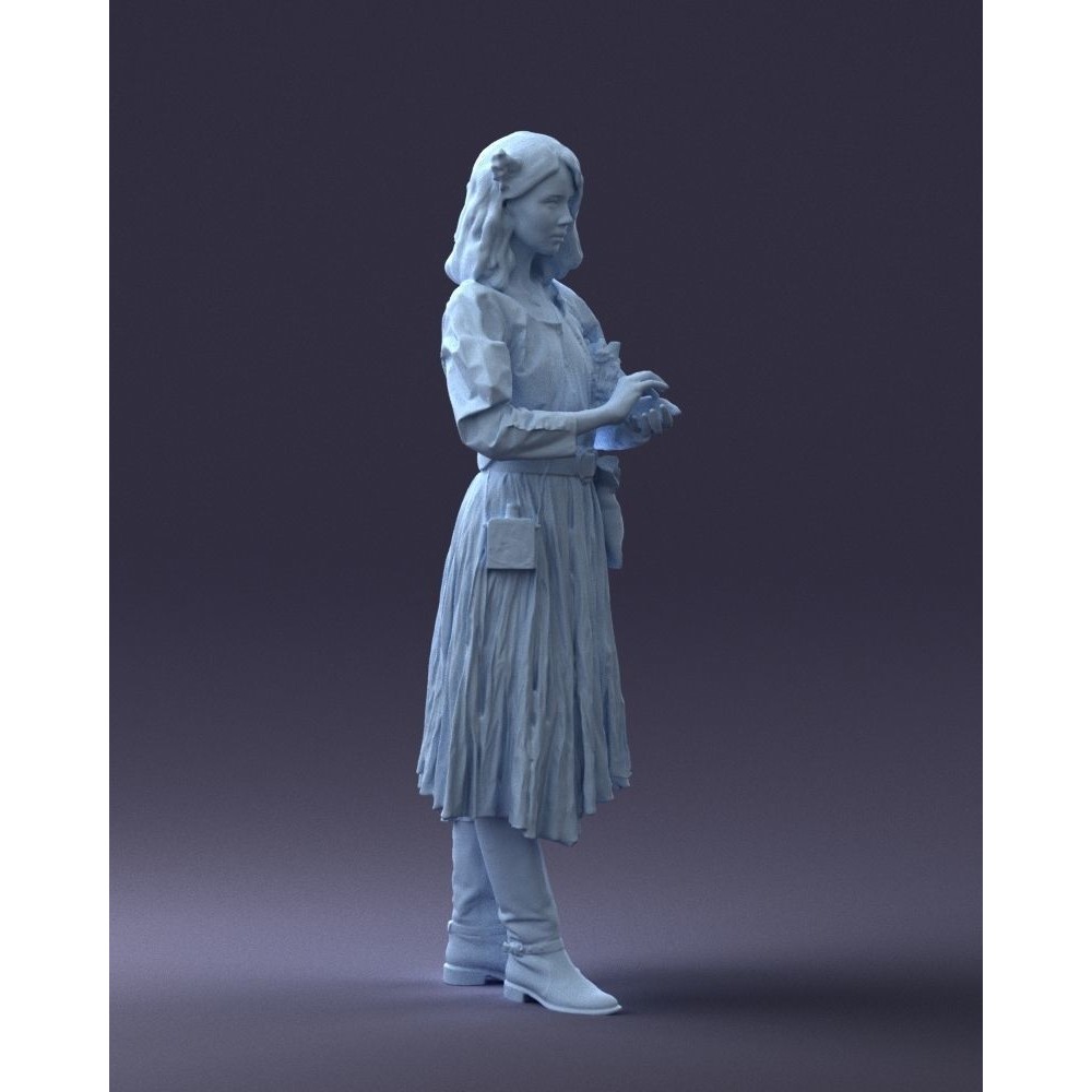 Young Woman 3D Model – Historical Fantasy Character, FBX, PBR - View 12
