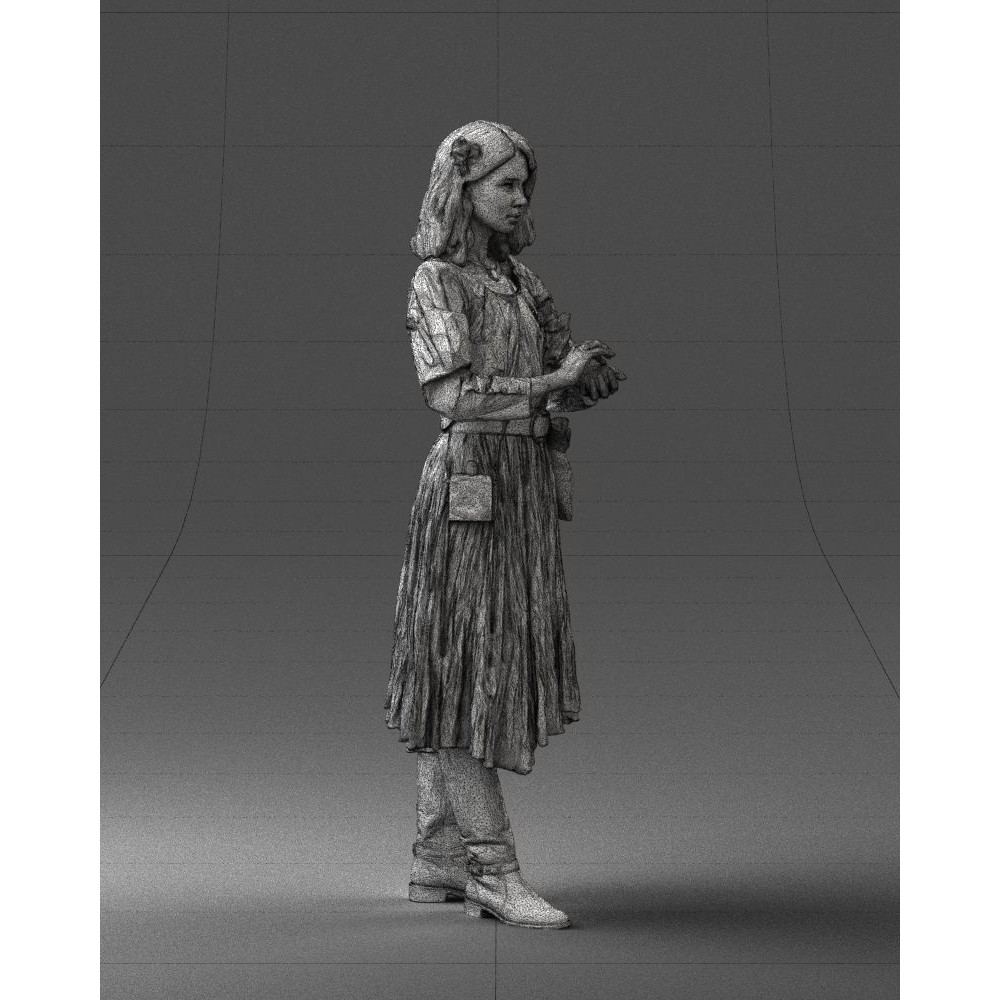 Young Woman 3D Model – Historical Fantasy Character, FBX, PBR - View 13