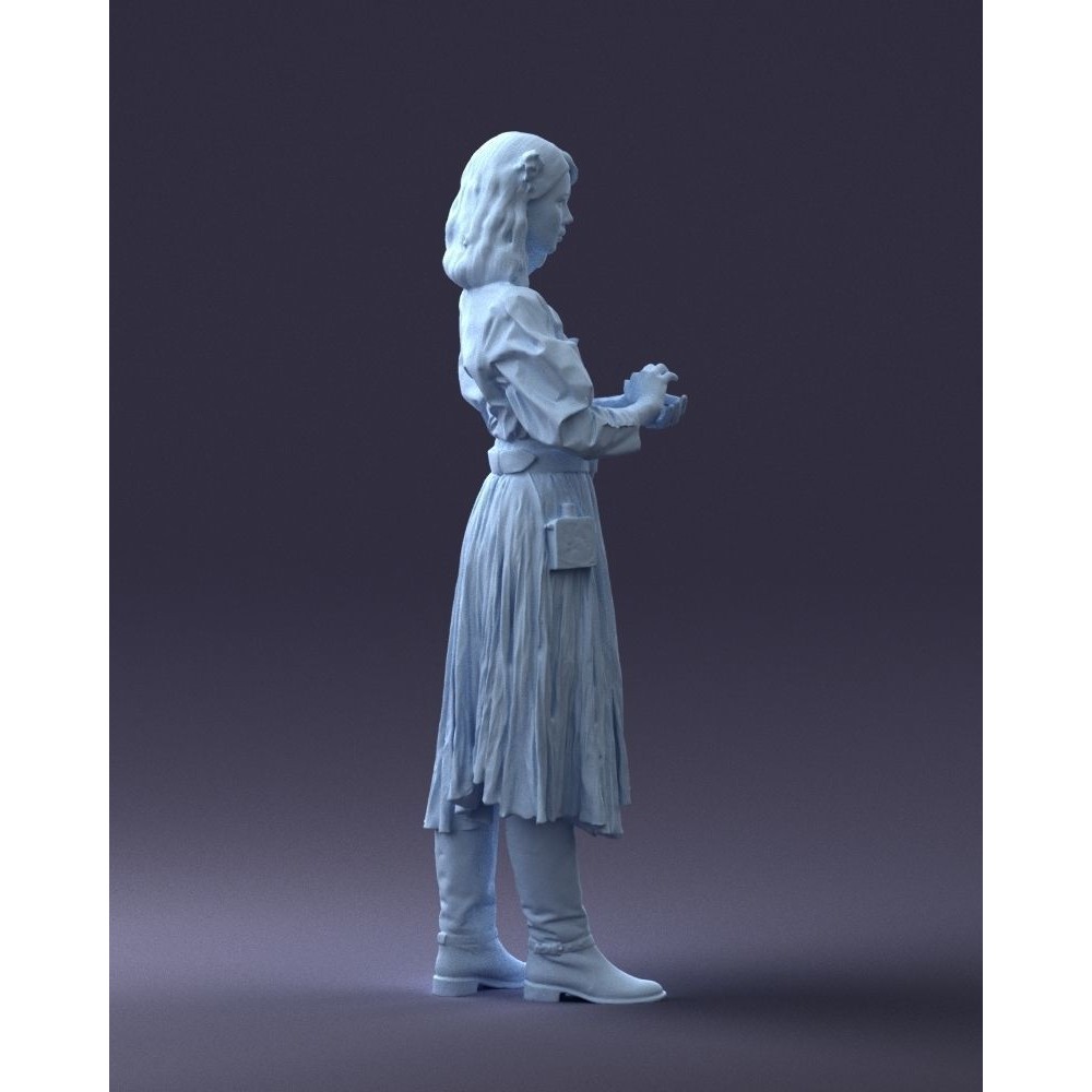 Young Woman 3D Model – Historical Fantasy Character, FBX, PBR - View 15