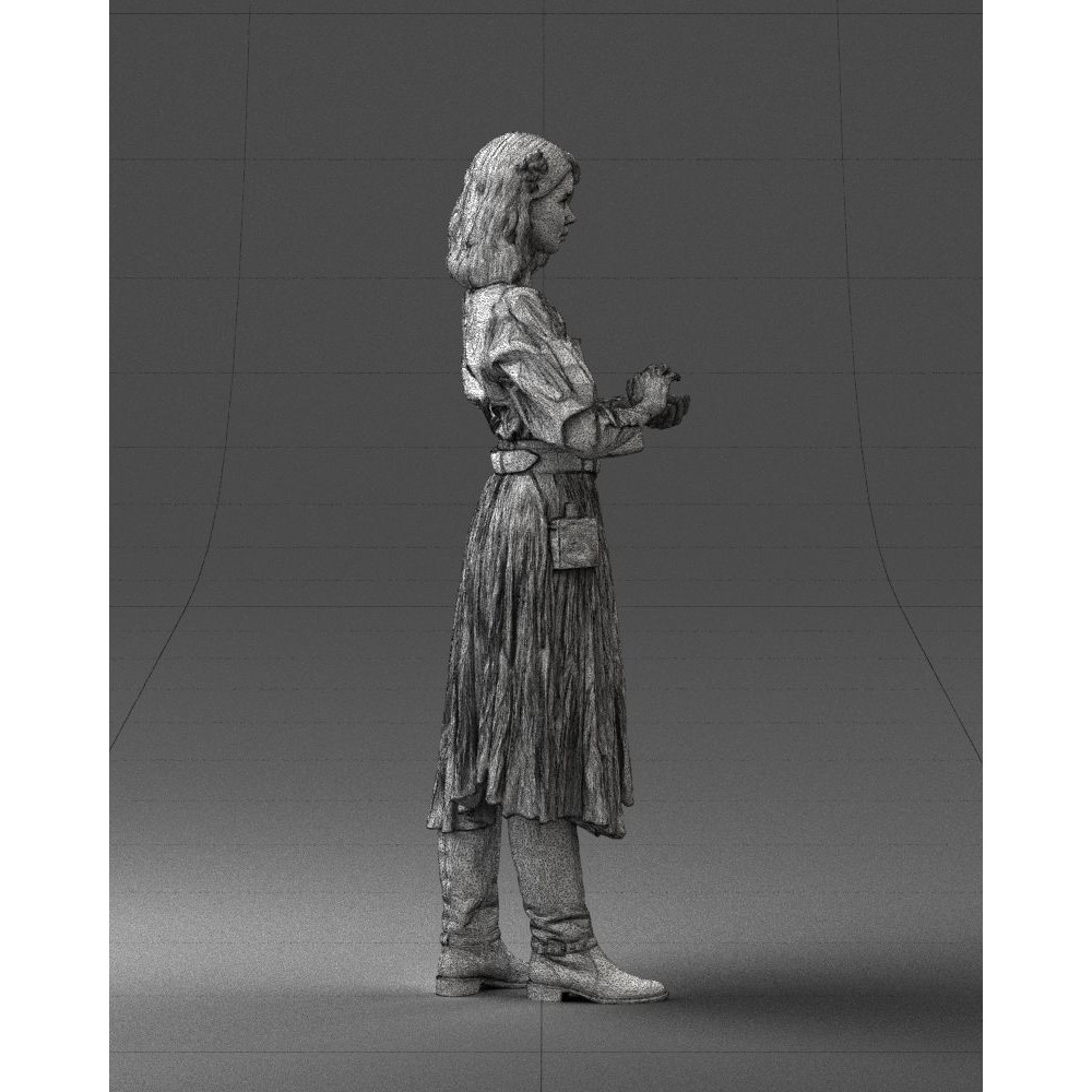Young Woman 3D Model – Historical Fantasy Character, FBX, PBR - View 16