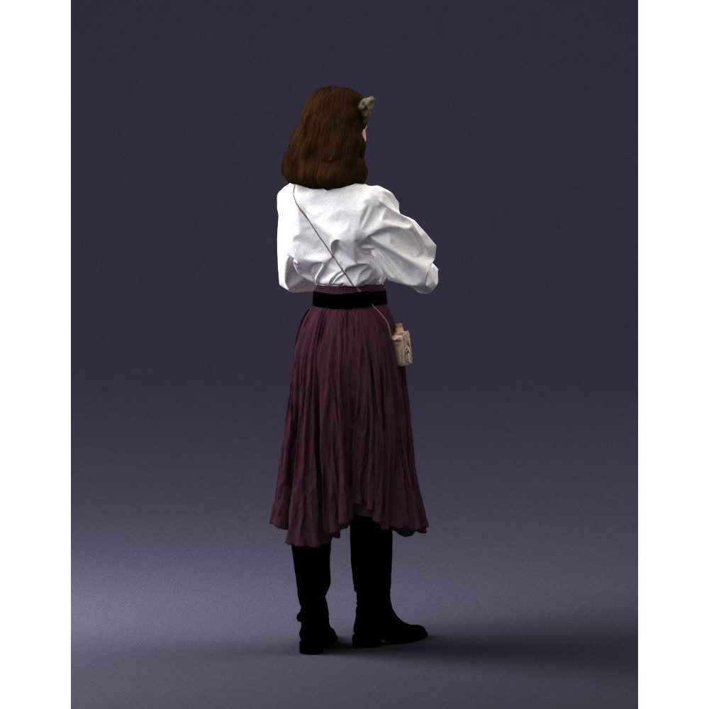 Young Woman 3D Model – Historical Fantasy Character, FBX, PBR - View 17