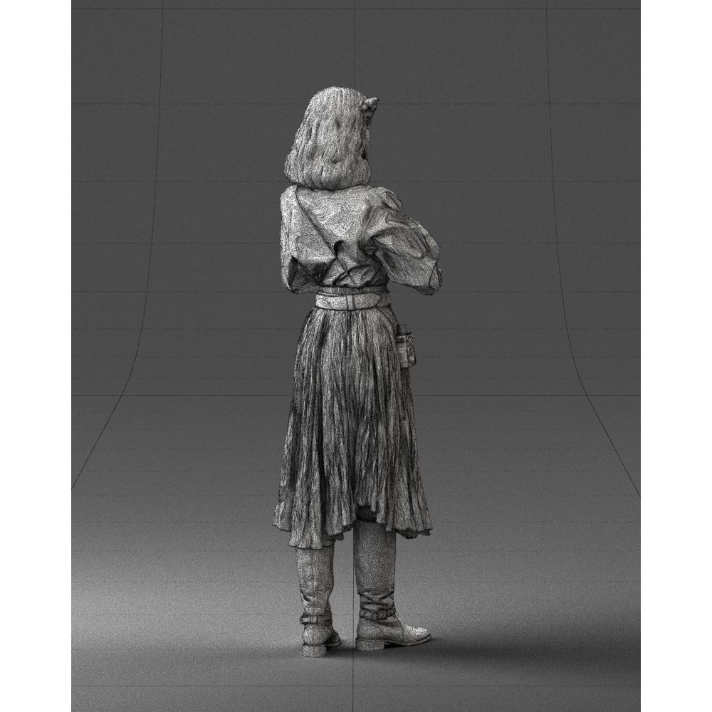 Young Woman 3D Model – Historical Fantasy Character, FBX, PBR - View 19