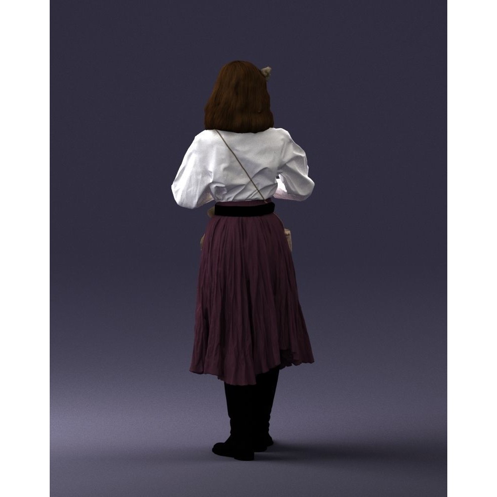 Young Woman 3D Model – Historical Fantasy Character, FBX, PBR - View 20