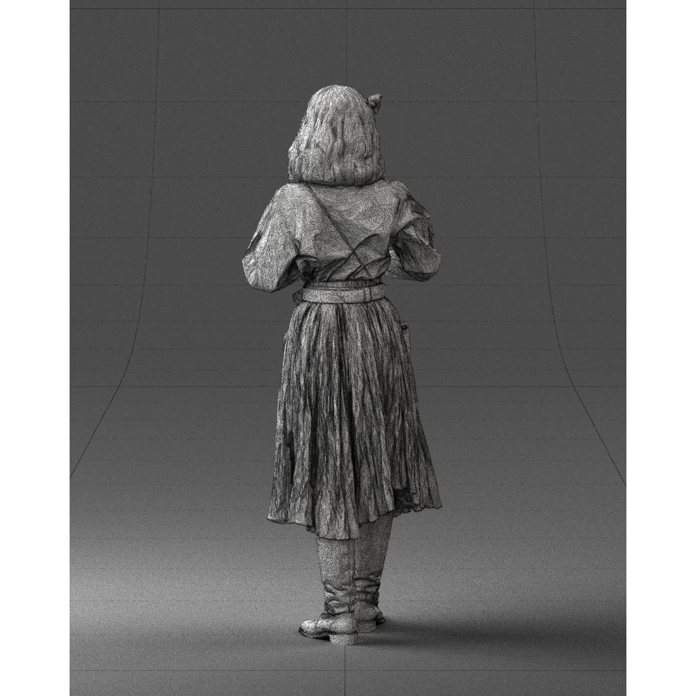Young Woman 3D Model – Historical Fantasy Character, FBX, PBR - View 22