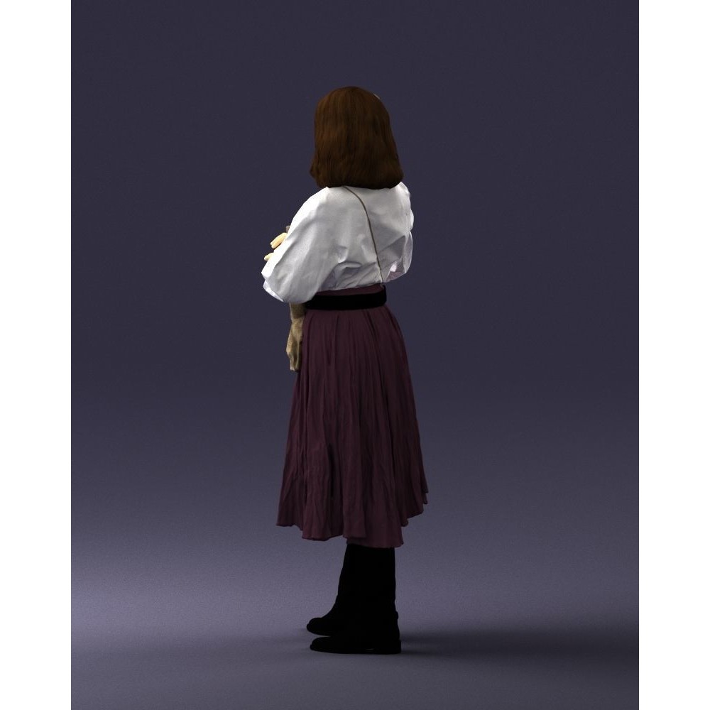 Young Woman 3D Model – Historical Fantasy Character, FBX, PBR - View 23