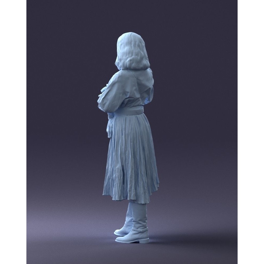 Young Woman 3D Model – Historical Fantasy Character, FBX, PBR - View 24