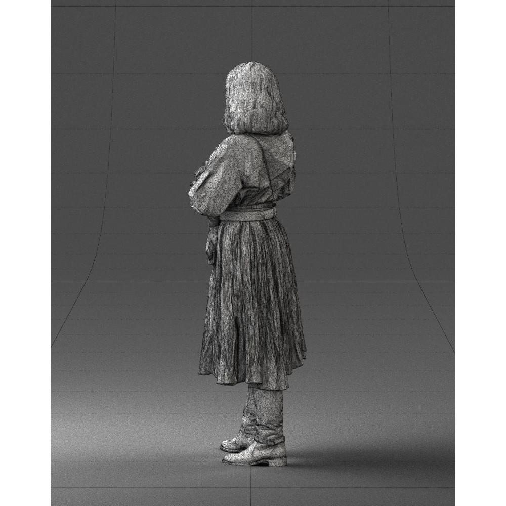 Young Woman 3D Model – Historical Fantasy Character, FBX, PBR - View 25
