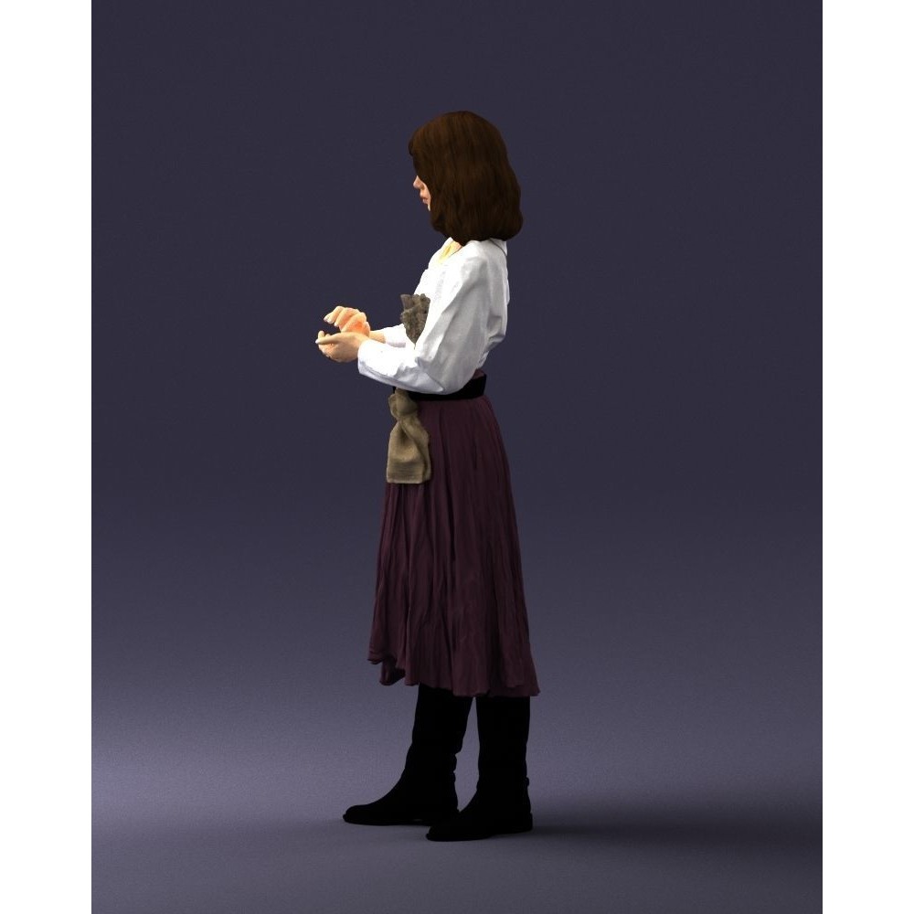 Young Woman 3D Model – Historical Fantasy Character, FBX, PBR - View 26