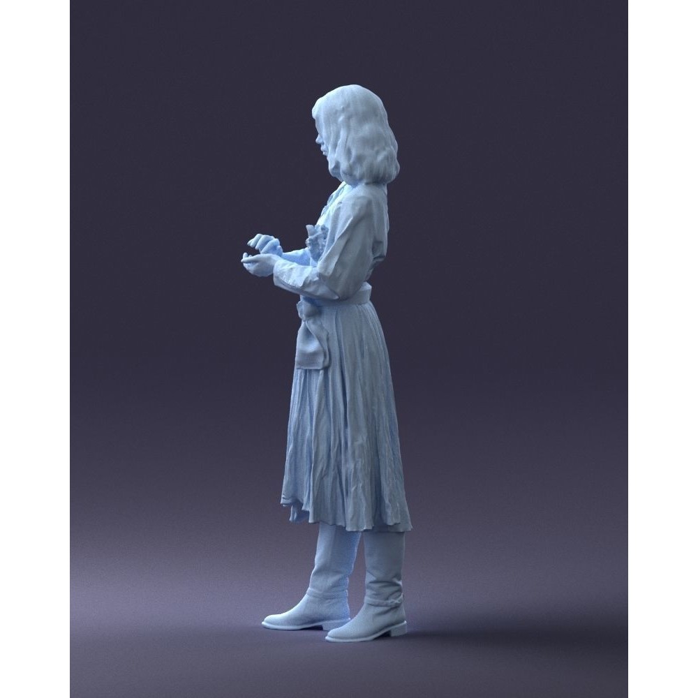 Young Woman 3D Model – Historical Fantasy Character, FBX, PBR - View 27