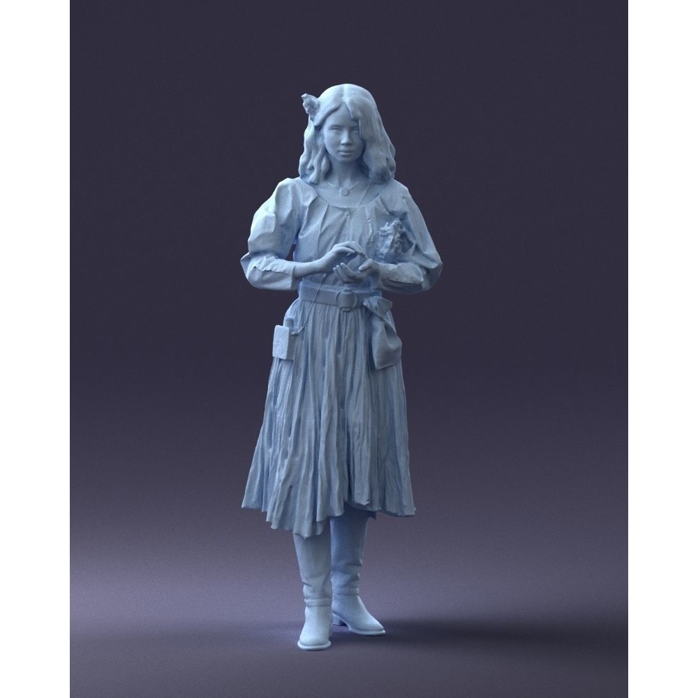 Young Woman 3D Model – Historical Fantasy Character, FBX, PBR - View 3
