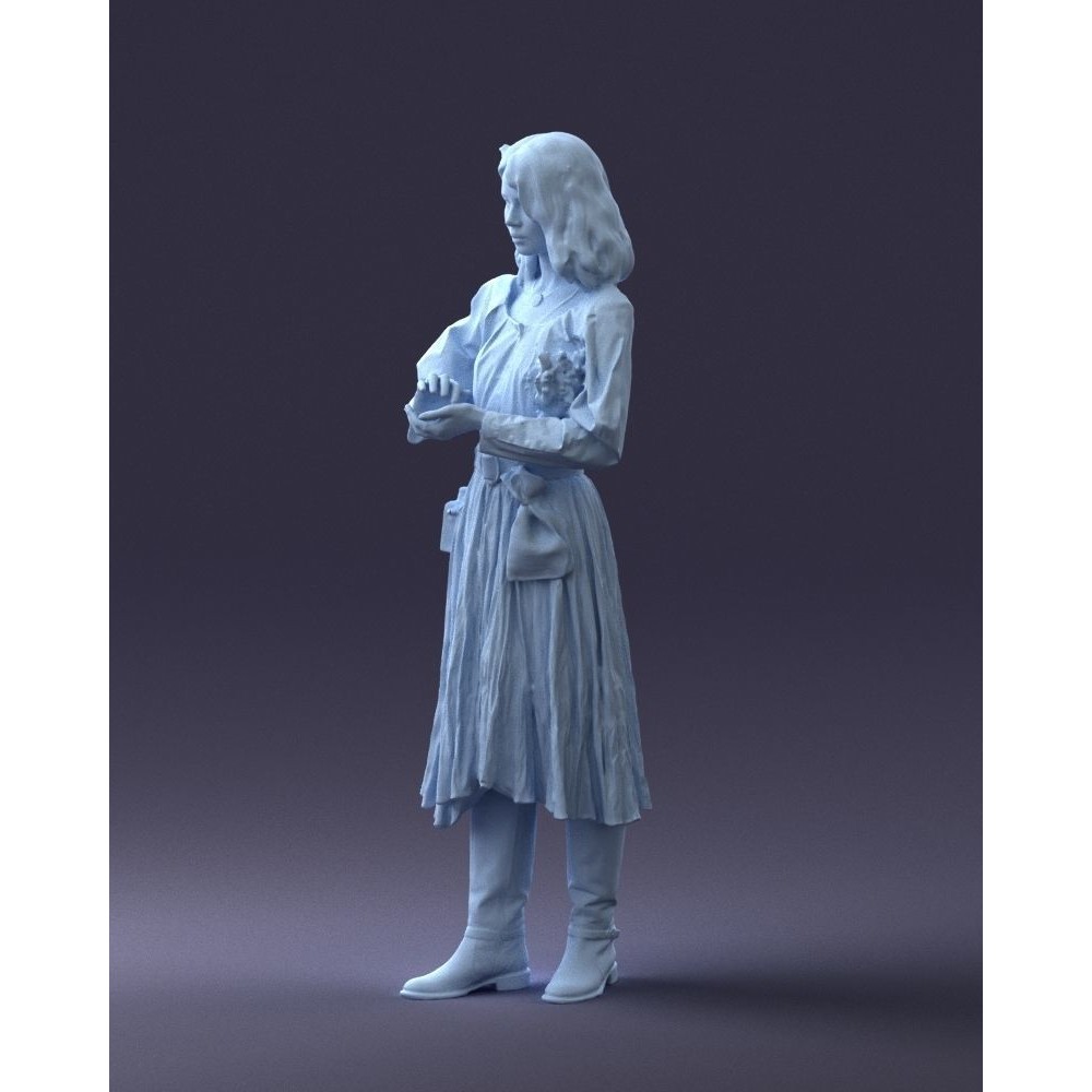 Young Woman 3D Model – Historical Fantasy Character, FBX, PBR - View 30